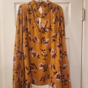 Fashion To Figure Floral Mustard Women's Top